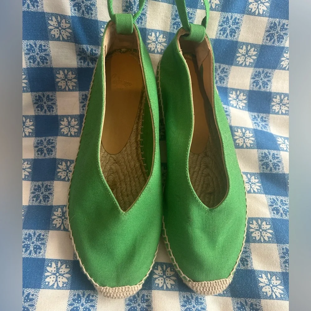 Castaner Green Canvas Espadrille Wedges